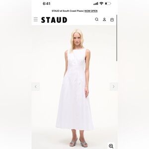 STAUD Elegant White Midi Dress
